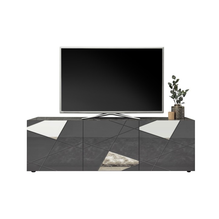 Meuble TV VITTORIA gris anthracite laqué 181 cm