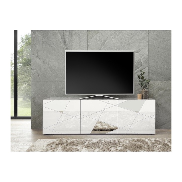 Meuble TV VITTORIA blanc laqué 181 cm