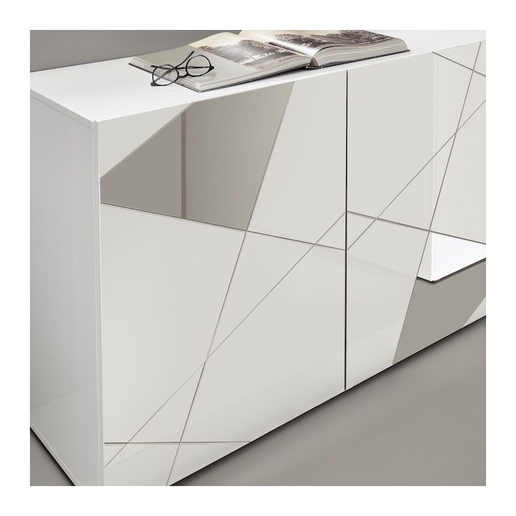 Meuble TV VITTORIA blanc laqué 181 cm