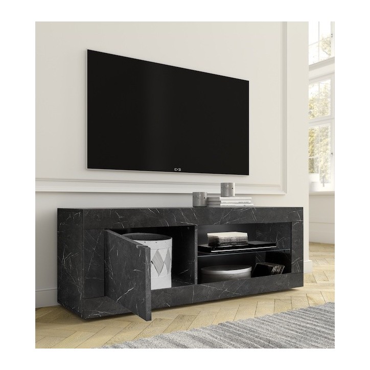 Meuble TV BASIC marbre gris anthracite 140 cm