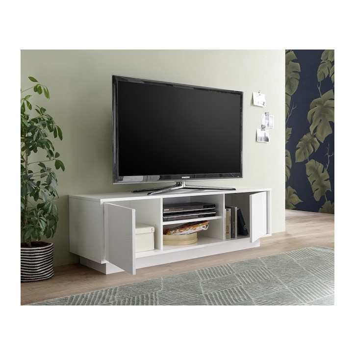 Meuble TV ICE blanc laqué 139 cm