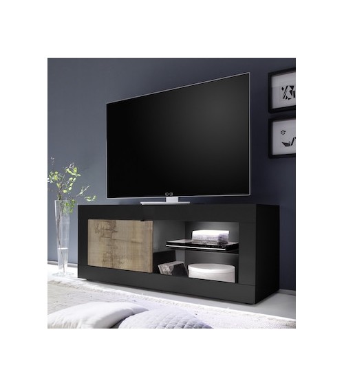 Meuble TV BASIC noir mat/pero 140 x 56 x 43 cm