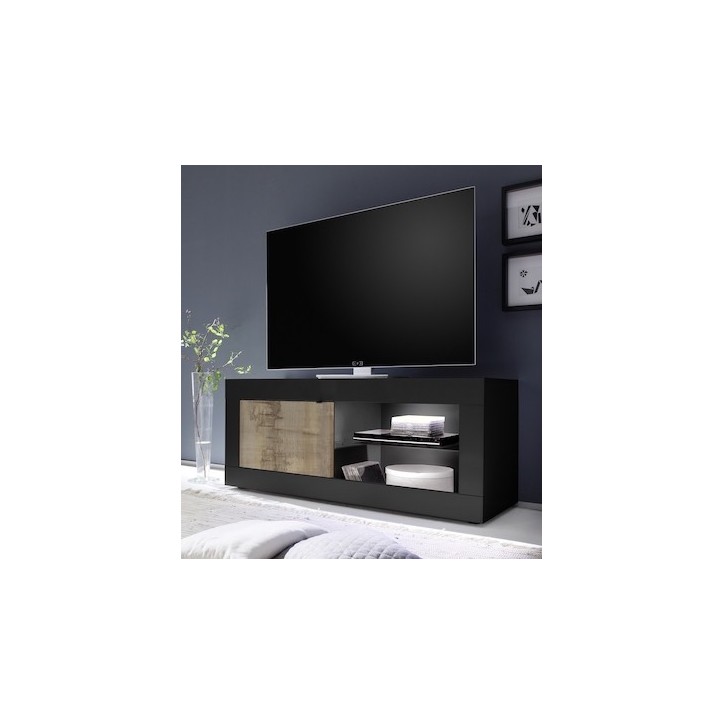 Meuble TV BASIC noir mat/pero 140 x 56 x 43 cm