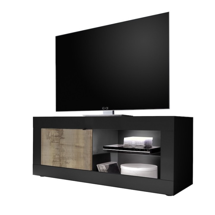 Meuble TV BASIC noir mat/pero 140 x 56 x 43 cm