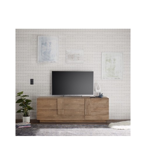 Meuble Tv 1 porte 2 tiroirs JUPITER bois mercure 182 cm