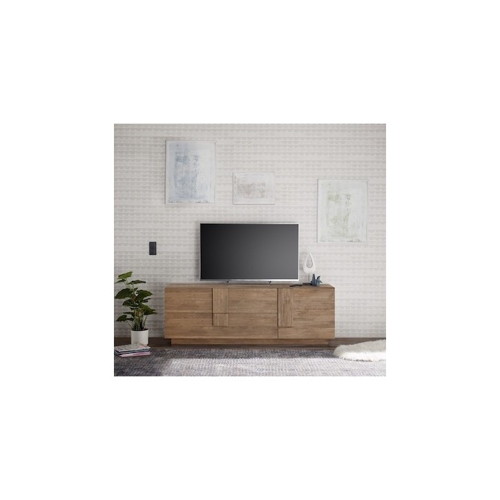Meuble Tv 1 porte 2 tiroirs JUPITER bois mercure 182 cm