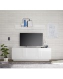 Meuble TV 3 portes JUPITER blanc laqué brillant 182 cm