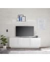 Meuble TV 3 portes JUPITER blanc laqué brillant 182 cm
