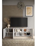 Meuble TV 3 portes VENUS blanc laqué brillant/Kadiz 181 cm