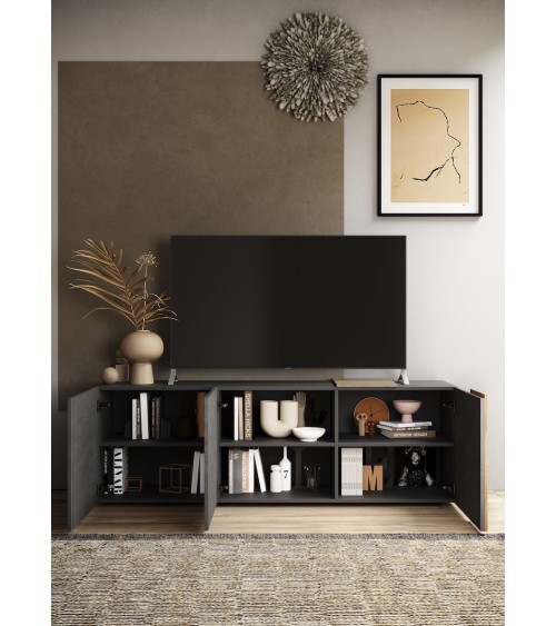 Meuble TV 3 portes VENUS Titán/Kadiz 181 cm