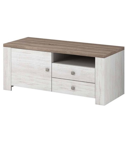Meuble TV NEVADA 120 cm chêne blanc
