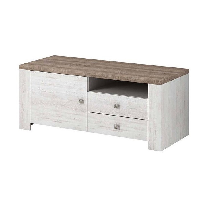 Meuble TV NEVADA 120 cm chêne blanc