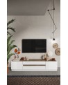 Meuble TV FANTASY Blanc laqué/chêne mercure 205 cm
