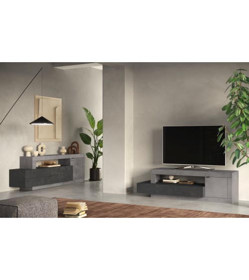 Meuble TV FREEDOM béton/plomb 160 cm