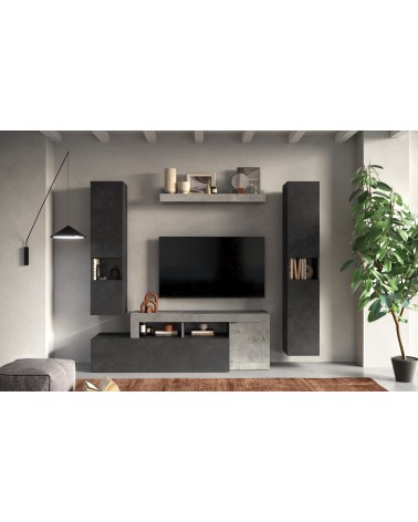 Ensemble meuble TV FREEDOM Béton/plomb 245 x 195 x 35 cm