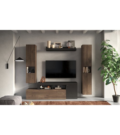 Ensemble meuble TV FREEDOM Lave/chêne Mercure 245 x 195 x 35 cm