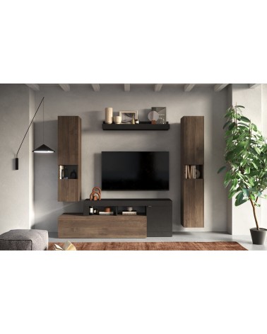 Ensemble meuble TV FREEDOM Lave/chêne Mercure 245 x 195 x 35 cm