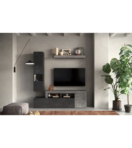 Ensemble meuble TV FREEDOM Béton/plomb 181 x 195 x 35 cm