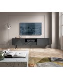 MEUBLE TV - RAVEN 3 noir avec pied métal 180 cm