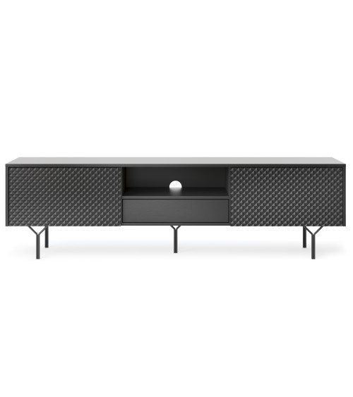 MEUBLE TV - RAVEN 3 noir avec pied métal 180 cm