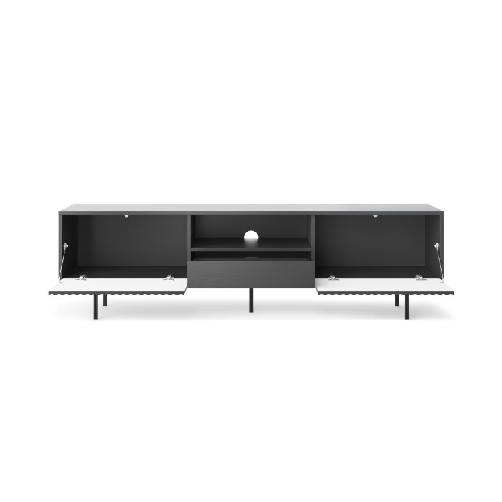 MEUBLE TV - RAVEN 3 noir avec pied métal 180 cm
