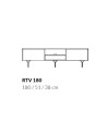 MEUBLE TV - RAVEN 3 noir avec pied métal 180 cm