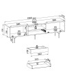 MEUBLE TV - RAVEN 3 noir avec pied métal 180 cm