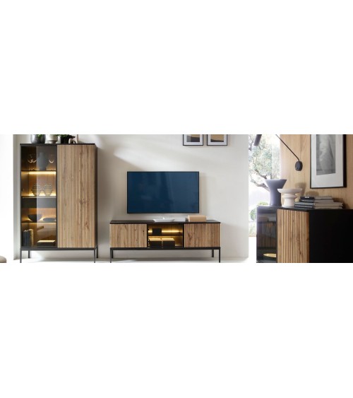 Meuble Tv  ODENSE 154 cm chêne et noir