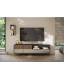 Meuble TV ETNA 206 cm Lave, argile et chêne mercure 2 portes et un tiroir