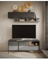 Meuble TV ETNA 156 cm Plomb, gypse et ardoise 2 portes et un tiroir