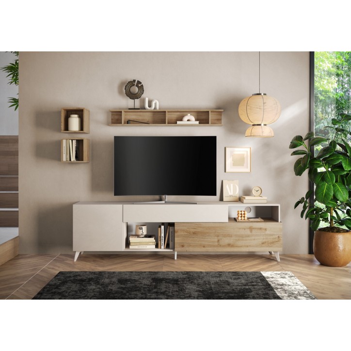 Meuble TV ANDORRE 240 cm 2 portes et 1 tiroir Coloris au choix
