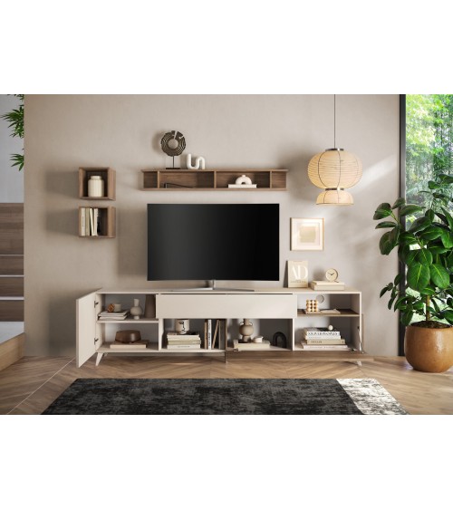 Meuble TV ANDORRE 240 cm 2 portes et 1 tiroir Coloris au choix