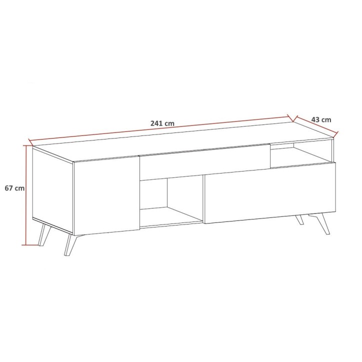 Meuble TV ANDORRE 240 cm 2 portes et 1 tiroir Coloris au choix