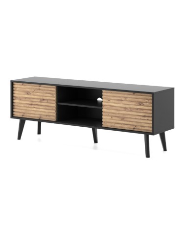 Meuble TV  WILLOW 154 cm chêne et noir