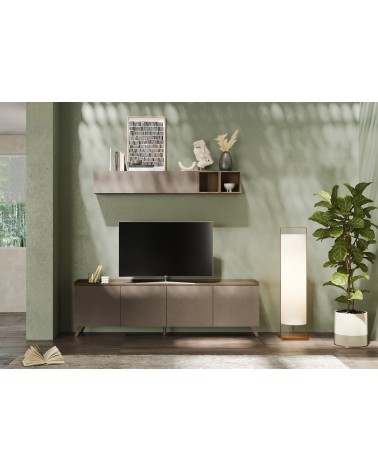 Meuble TV PAUL 240 cm Bronze et Mercure 4 portes