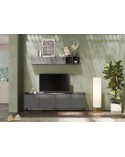 Meuble TV PAUL 240 cm Ardoise et Plomb 4 portes