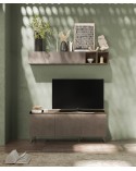 Meuble TV PAUL 180 cm Bronze et Mercure 3 portes