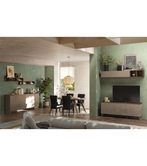 Meuble TV PAUL 180 cm Bronze et Mercure 3 portes