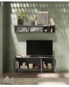 Meuble TV PAUL 180 cm Ardoise et Plomb 3 portes