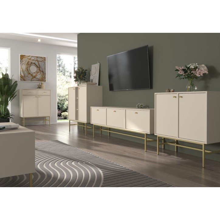 Meuble TV Kyoto II beige 180 cm 3 portes