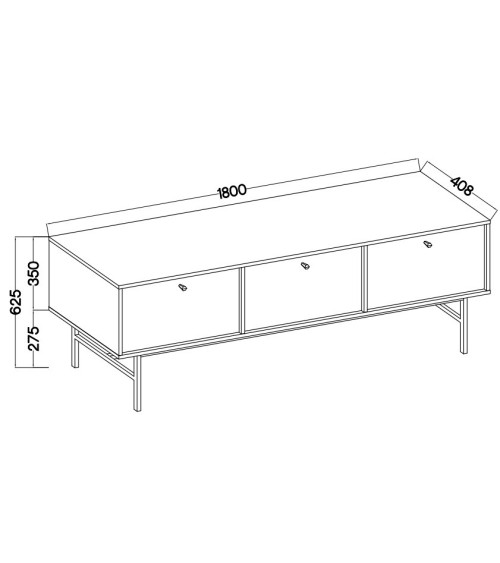 Meuble TV Kyoto II vert eucalyptus 180 cm 3 portes