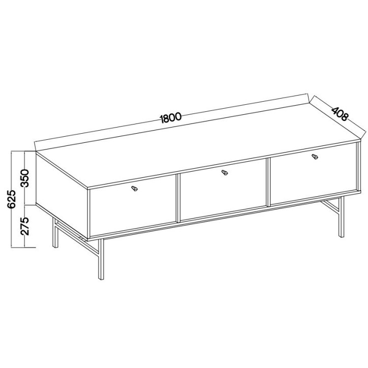 Meuble TV Kyoto II vert eucalyptus 180 cm 3 portes