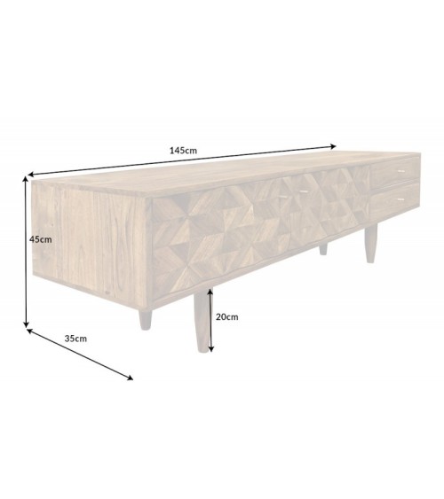 Meuble TV SOLARA en bois massif d'acacia
