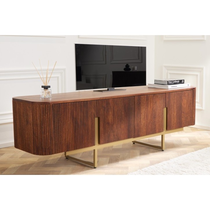 Meuble TV LINE II en bois massif de manguier