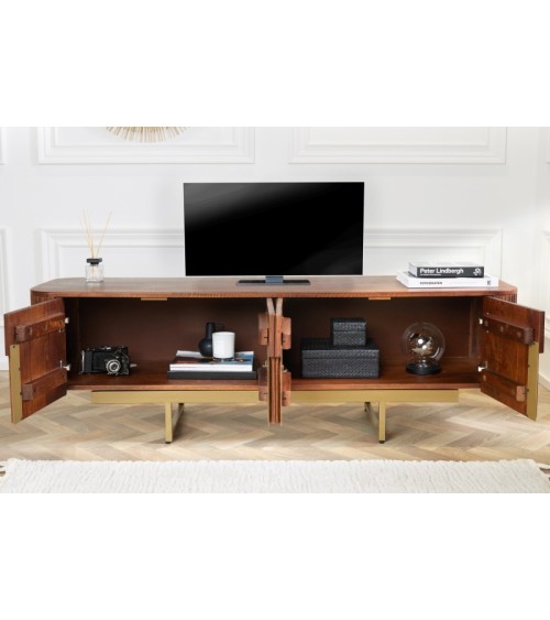 Meuble TV LINE II en bois massif de manguier