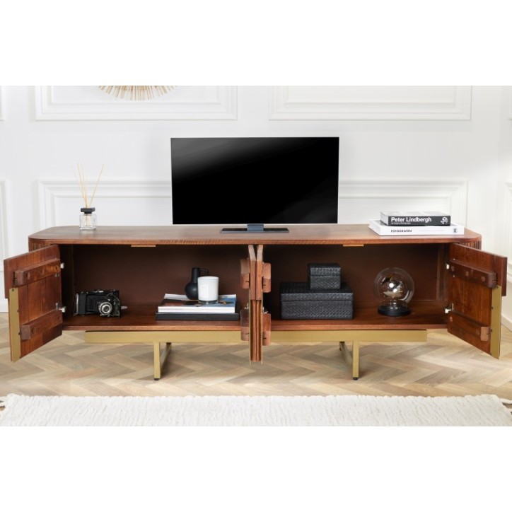 Meuble TV LINE II en bois massif de manguier