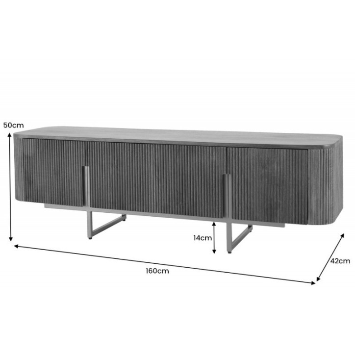 Meuble TV LINE II en bois massif de manguier