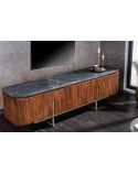 Meuble TV LINE III en bois massif de manguier + marbre