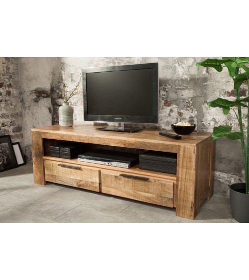 Meuble TV RUSTICO en bois massif de manguier 130 cm