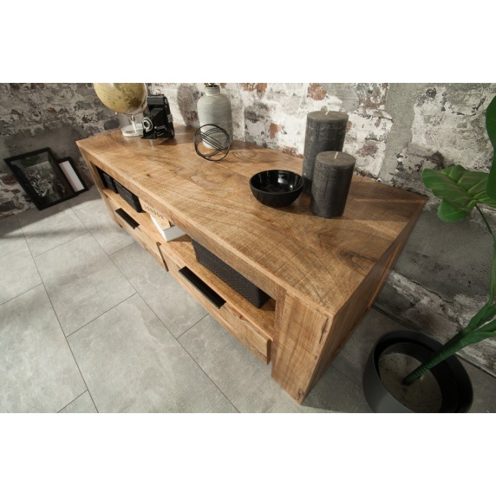 Meuble TV RUSTICO en bois massif de manguier 130 cm